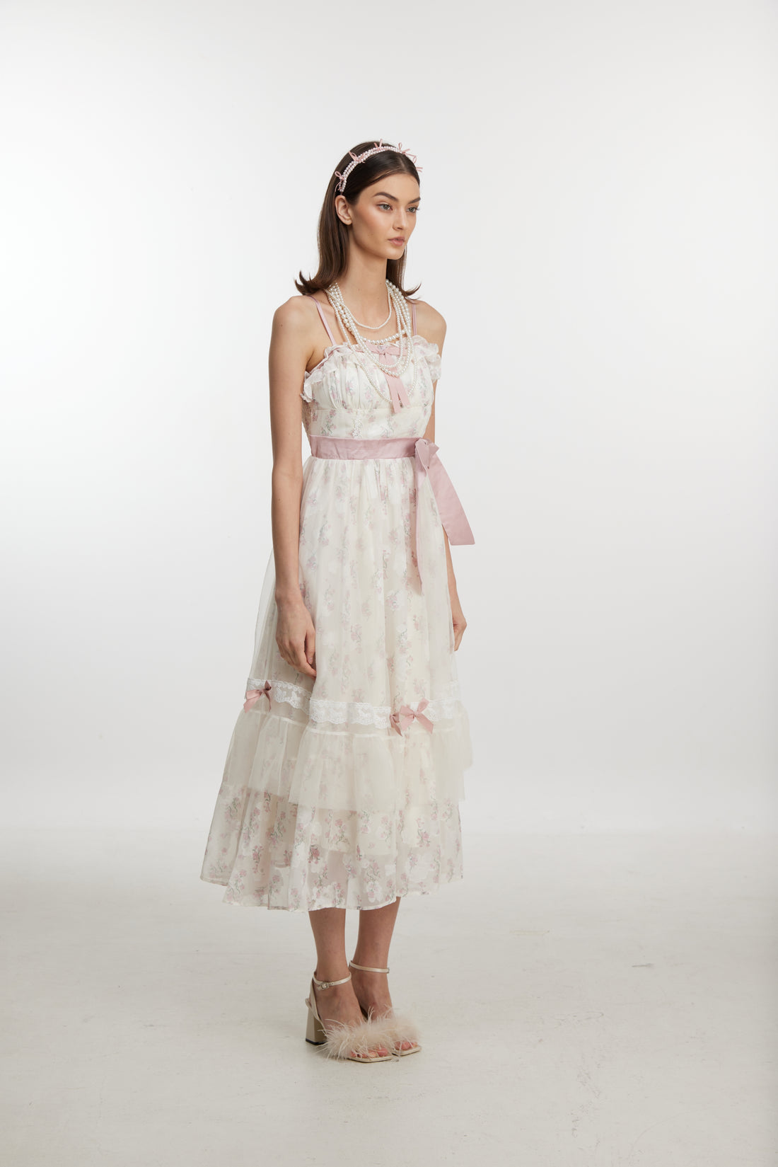 Rose Garden Ribbon Midi Dress