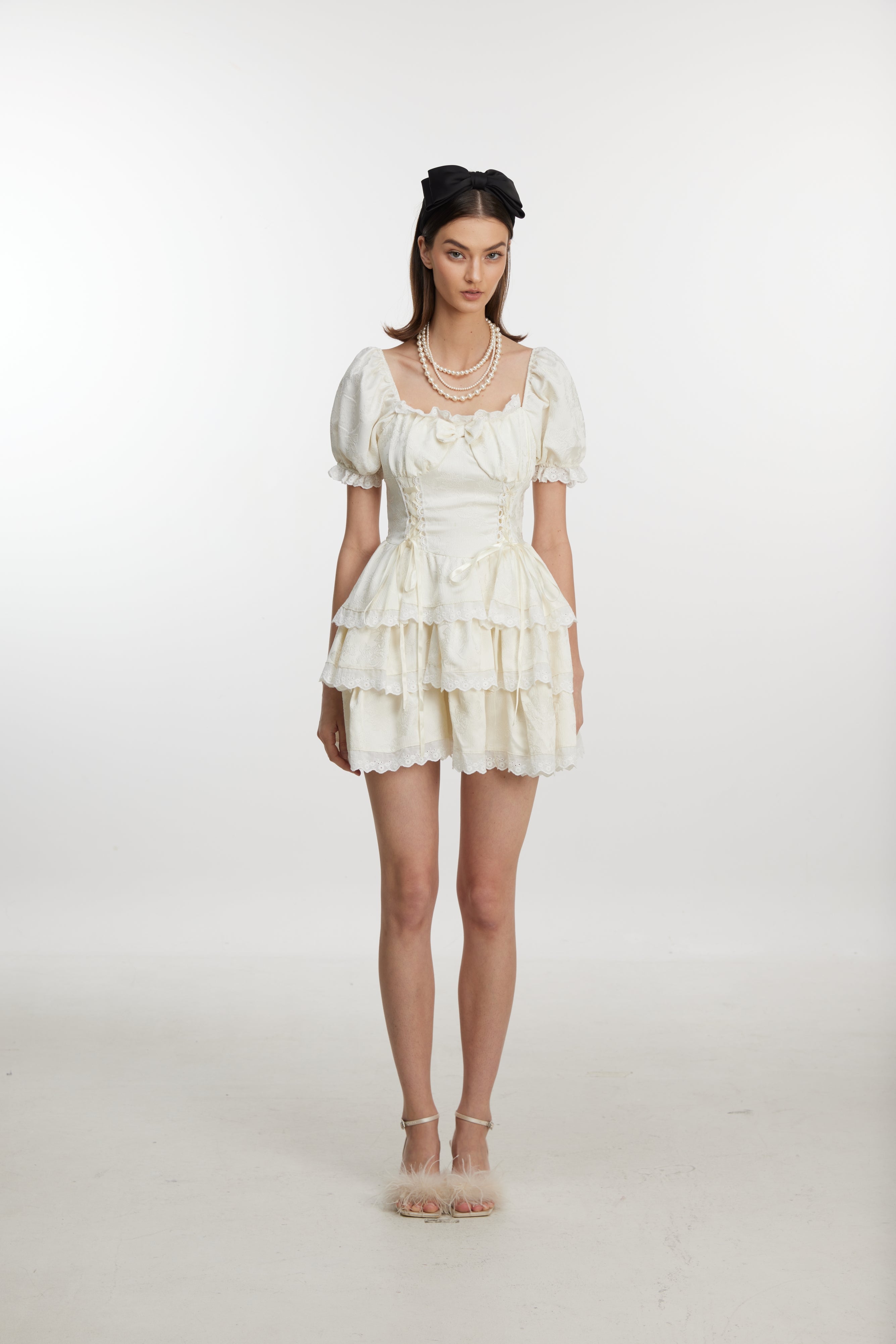 Ivory Romance Puff Sleeve Mini Dress