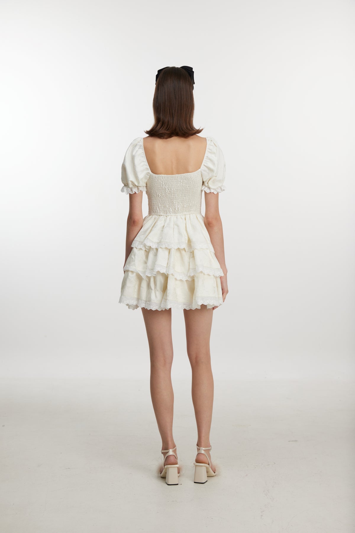 Ivory Romance Puff Sleeve Mini Dress