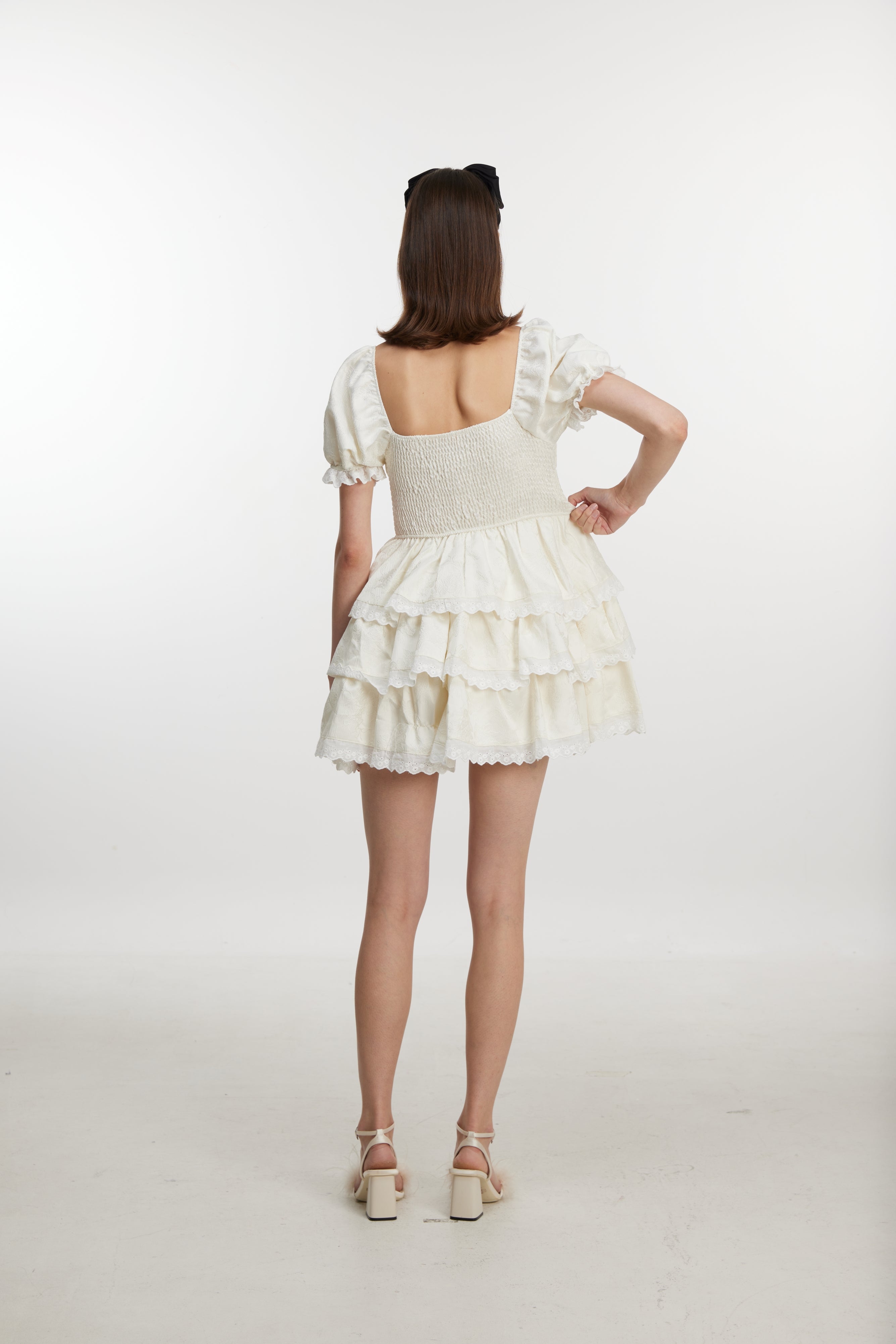 Ivory Romance Puff Sleeve Mini Dress