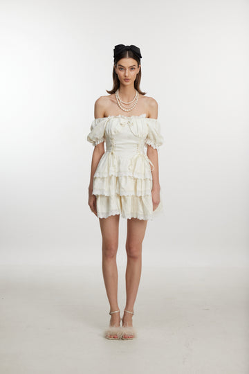 Ivory Belle Off-Shoulder Mini Dress