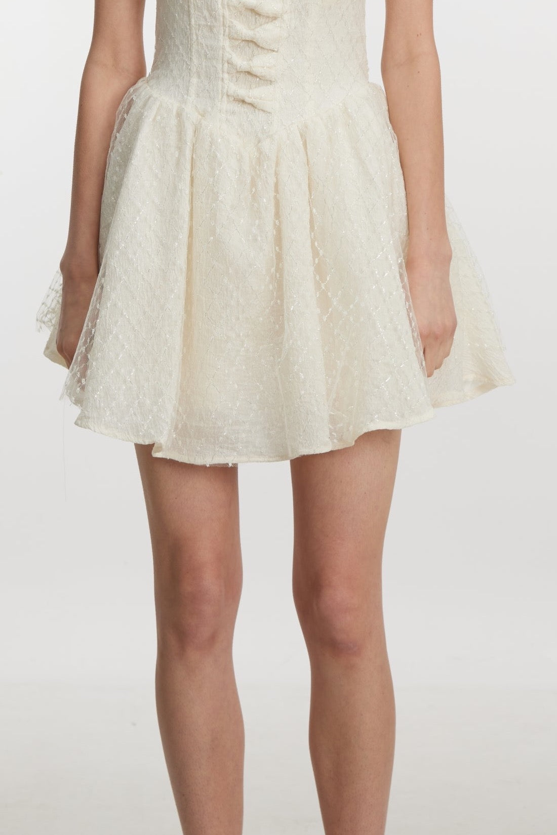 Ivory Bow Lace Mini Dress
