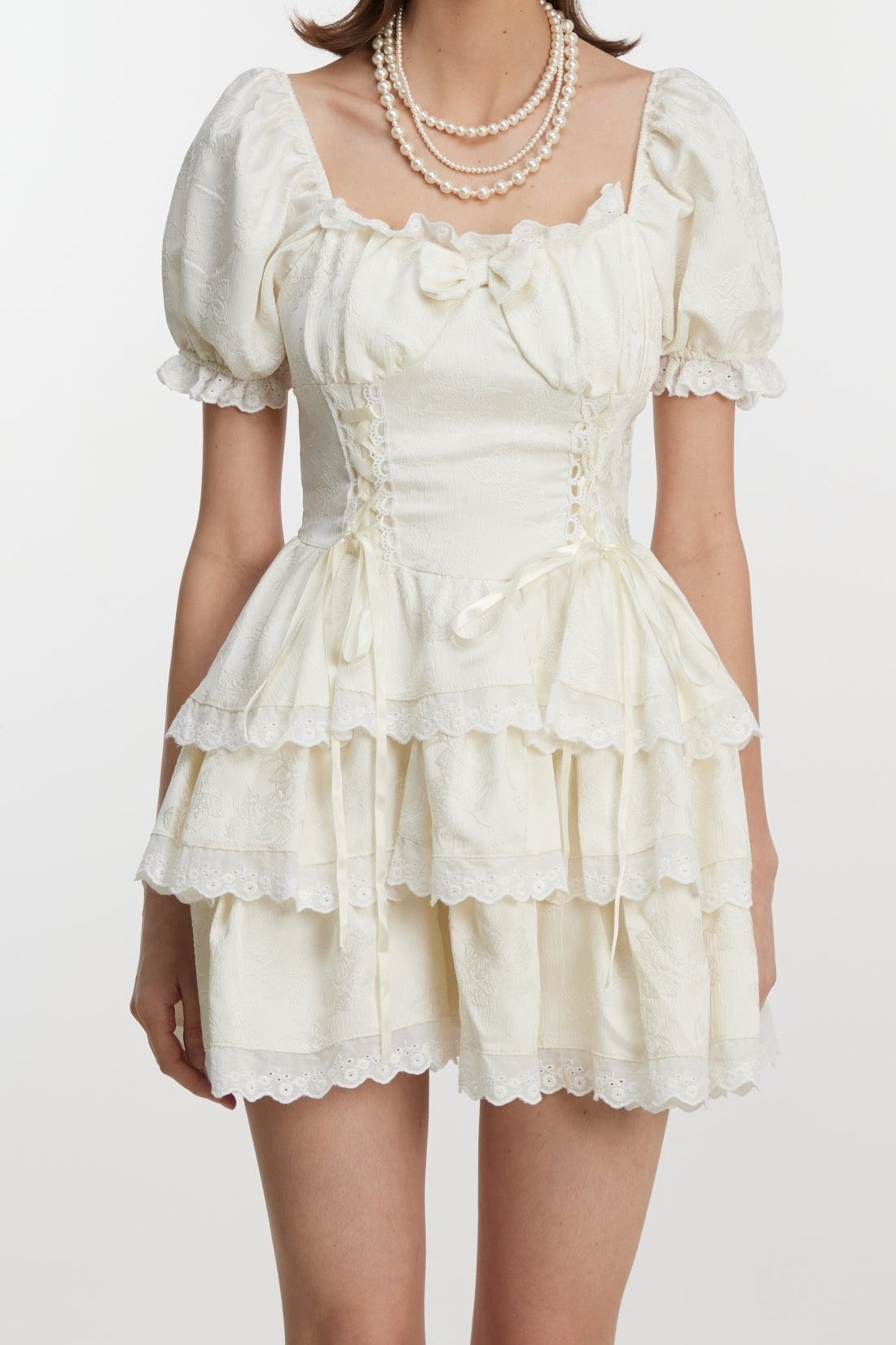 Ivory Romance Puff Sleeve Mini Dress