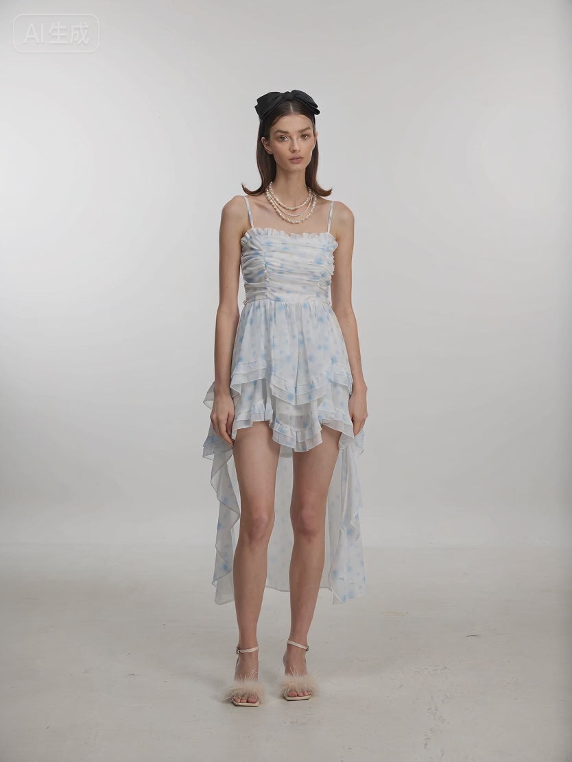 Blue Meadow Ruffle High-Low Dress