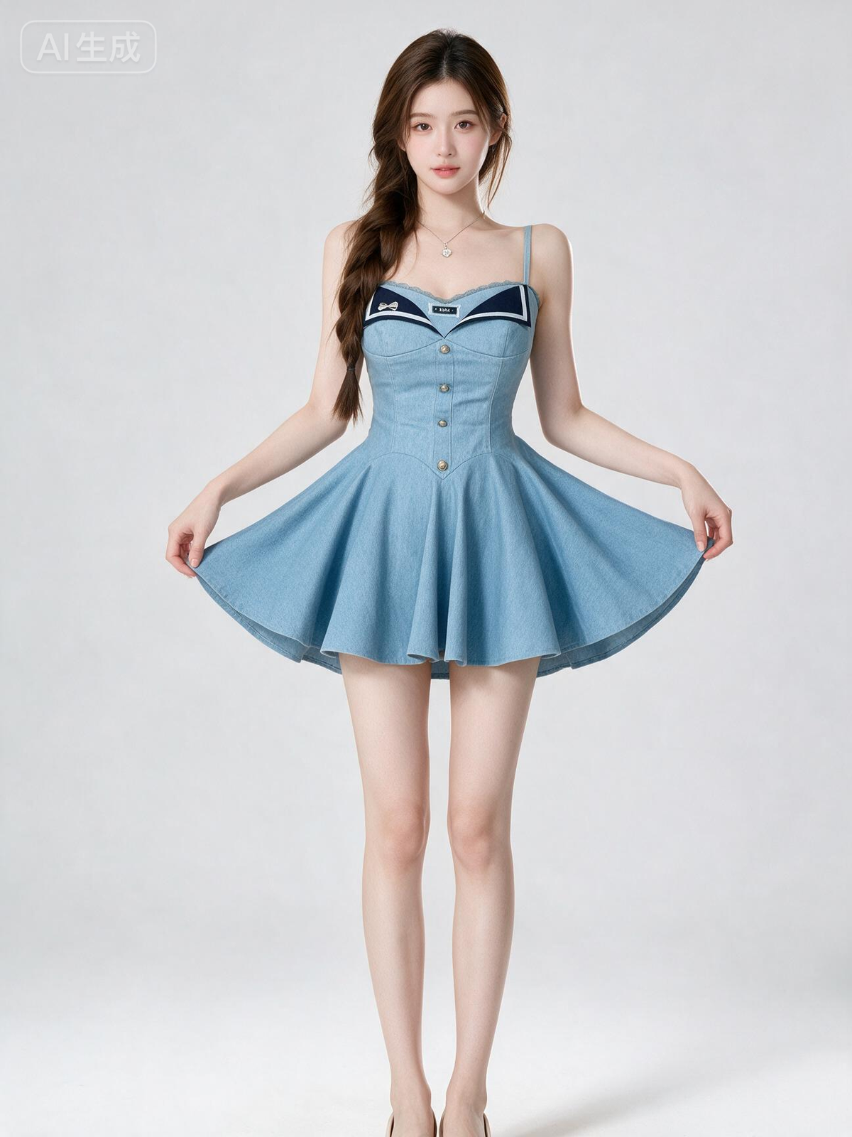Marine Blue Sailor Mini Dress